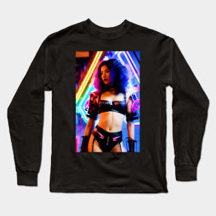 Abstract Cyberpunk Girl Long Sleeve T-Shirt